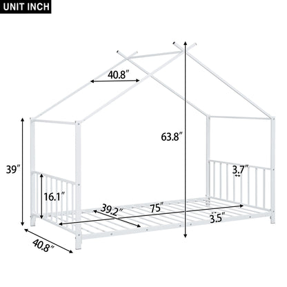 Metal House Platform Bed With Modern Design And Durable Frame