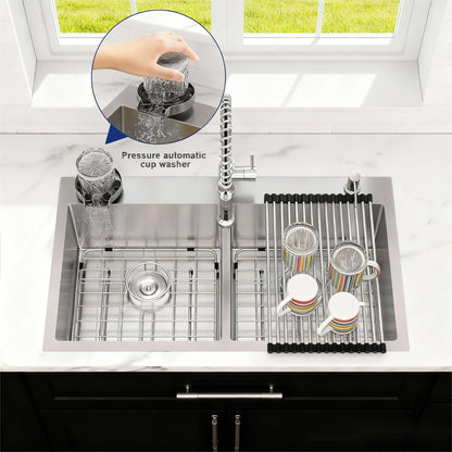 Double Bowl Drop-In Sink With 2 Basins