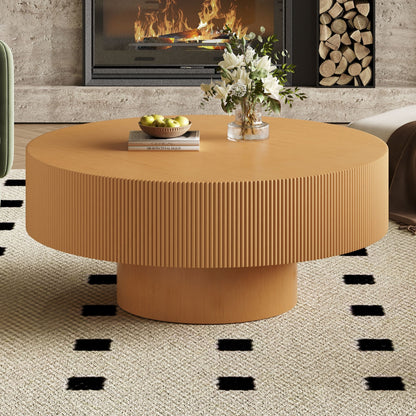 Elegant Round Coffee Table With Thick Tabletop