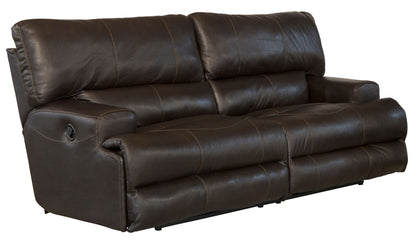 Wembley - Italian Leather Match Lay Flat Reclining Sofa - Chocolate