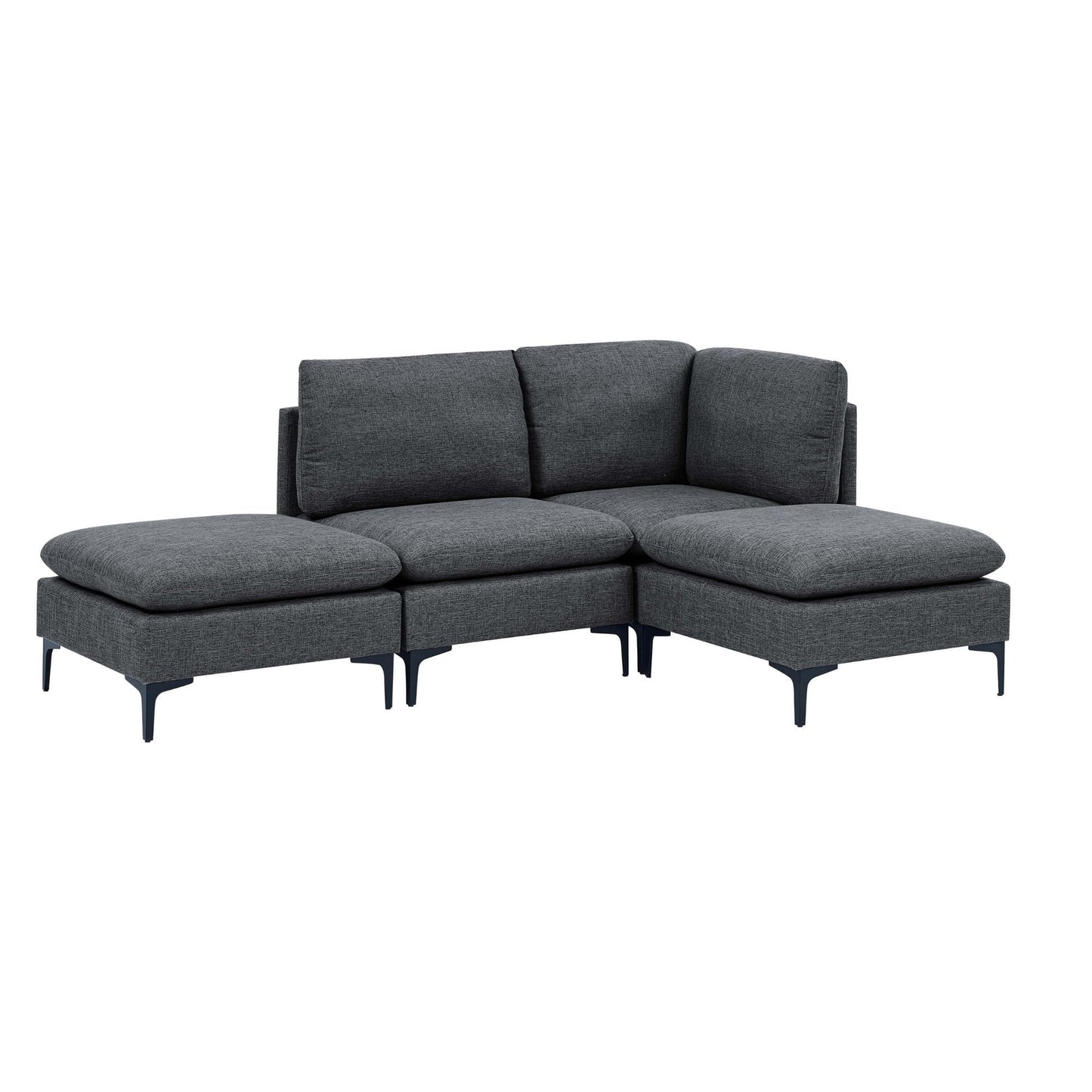 Upholstered Modular Sectional With Tall Legs, Medium Firm Seat