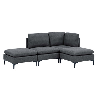 Upholstered Modular Sectional With Tall Legs, Medium Firm Seat