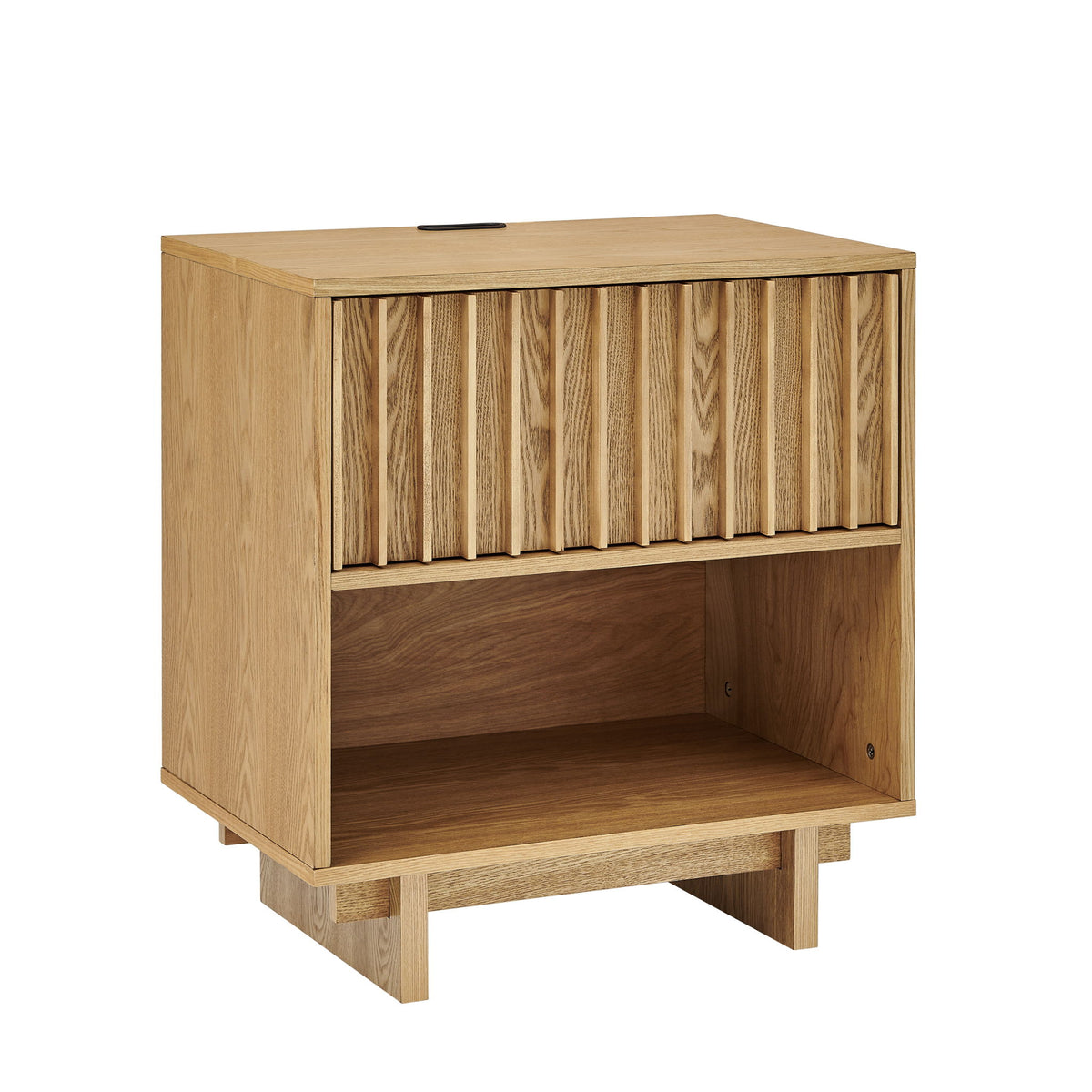 Nightstand With Hidden Charging Station USB Ports & Outlet Hole
