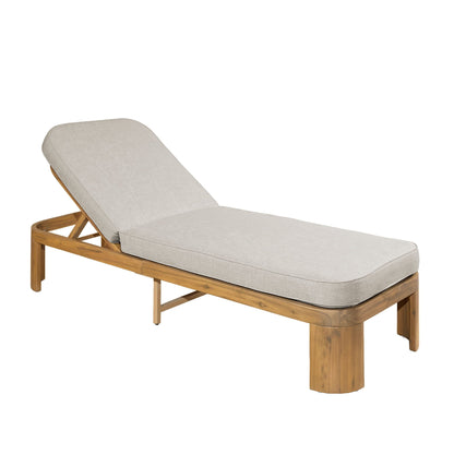 Outdoor Chaise Lounge With Cushion, 5 Position Adjustable Backrest