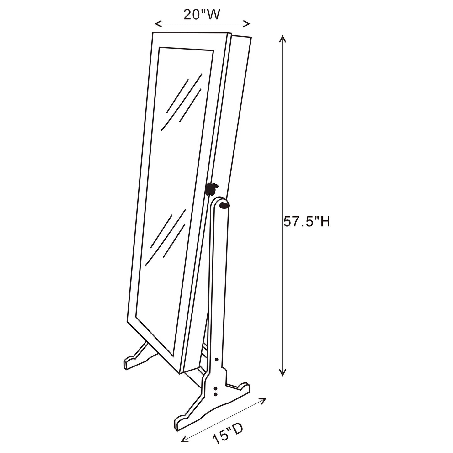 Radavera - Jewelry Cheval Mirror With Tilt Function - Black