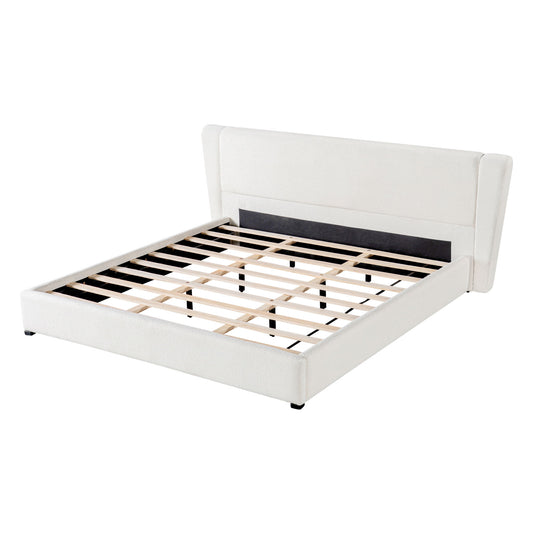 Upholstered Wingback Platform Bed Frame, No Box Spring Needed