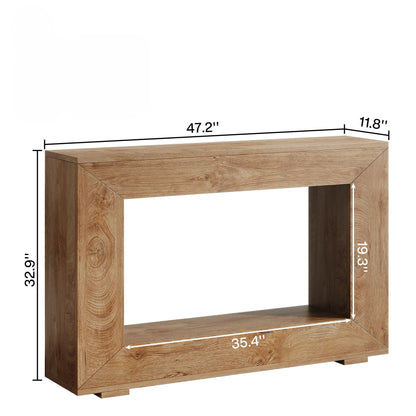 Narrow Entryway Storage Console Table With Open Shelf