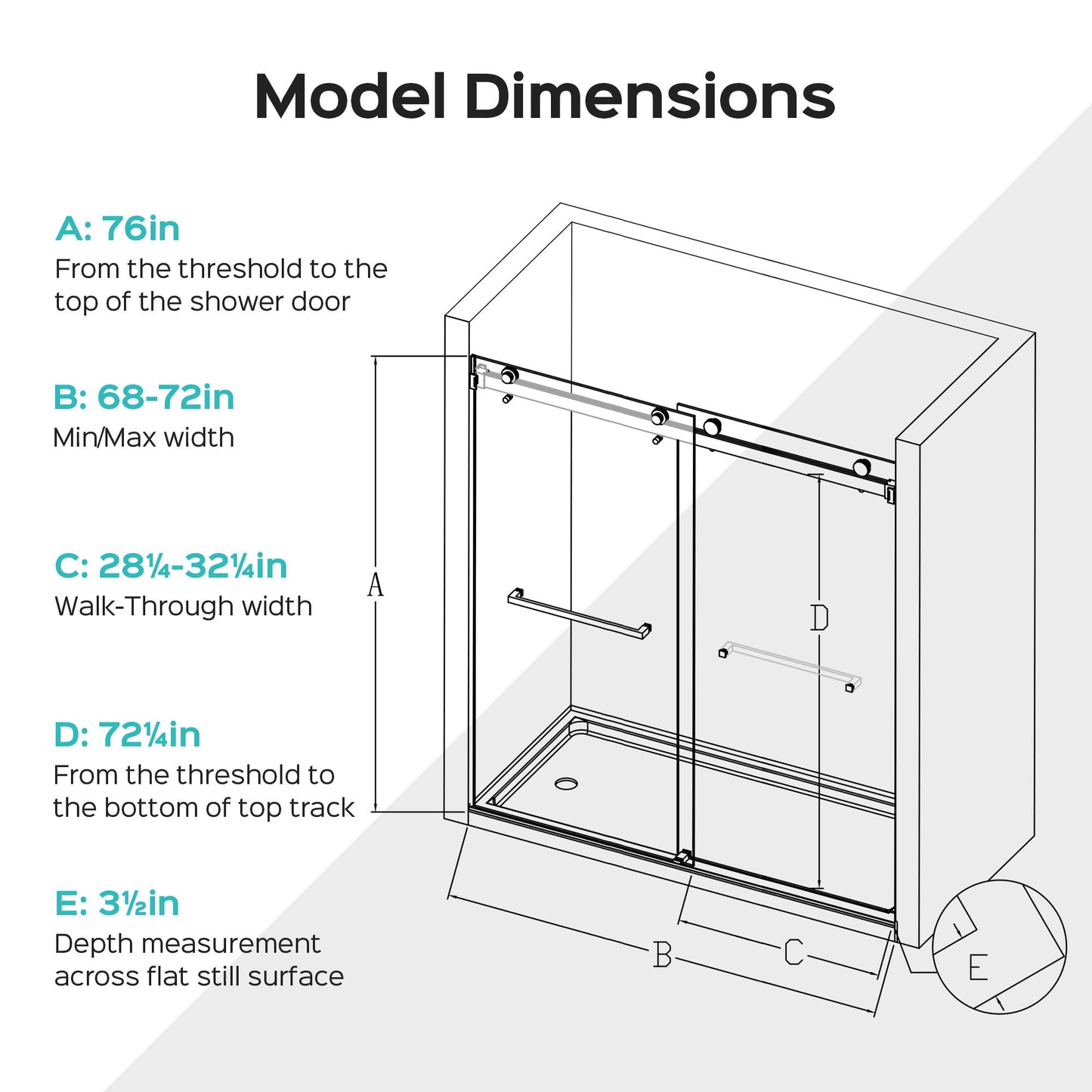 Frameless Double Sliding Soft-Close Shower Door, 3 / 8" (10Mm) Thick SGCC Tempered Glass Door, Matte