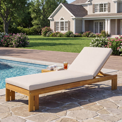 Outdoor Chaise Lounge With 5 Position Adjustable Backrest