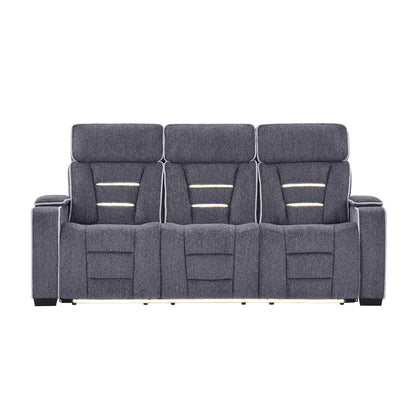 Austin - Reclining Sofa With Storage Arms - Gray