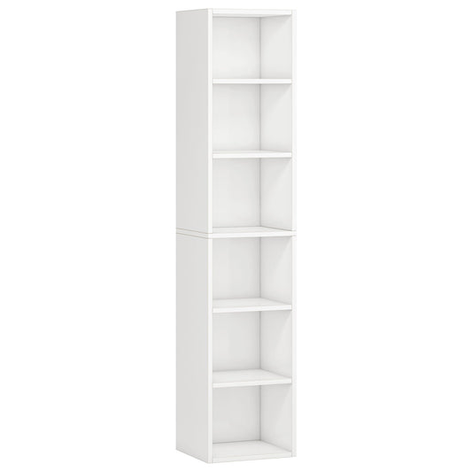 6 Tier Narrow Corner Cube Bookcase Storage, Freestanding Shelf With Open Cubes For Living Room