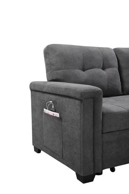 Ashlyn - Reversible Sleeper Sectional Sofa With Storage Chaise, USB Charging Ports And Pocket