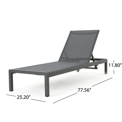 Outdoor Chaise Lounge, Patio Chaises With 5‑Position Adjustable Backrest & Wheels (Set of 2) - Dark Gray / Gray