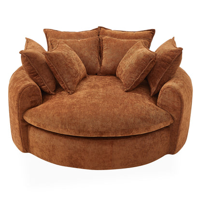 Modern Round Chaise Sofa With 8 Throw Pillows