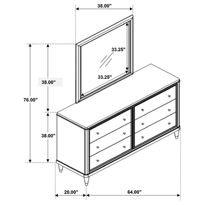 Navarro - 6 Drawer Dresser With Mirror - Brown