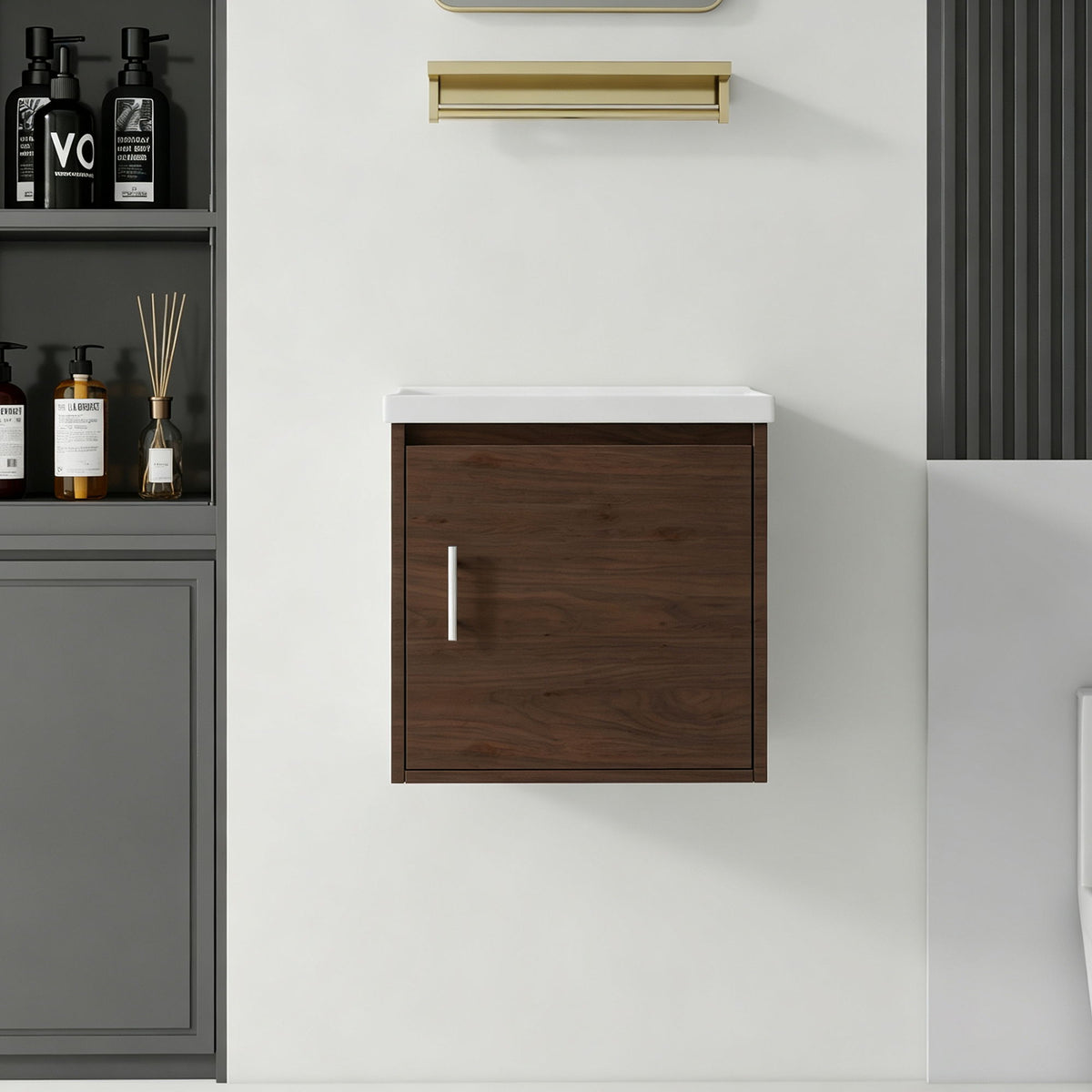 Floating Bathroom Vanity Combo, Wall Mounted Cabinet With Sink & Soft Close Doors For Small Bathrooms