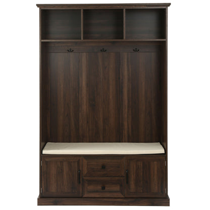 Hall Tree With 3 Hooks, Coat Hanger, Entryway Bench, Storage Bench, 3 In 1 Design