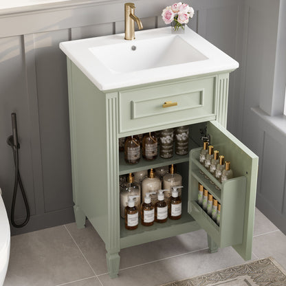 Bathroom Vanity With Sink, Adjustable Shelf, Tilt-Out Drawer