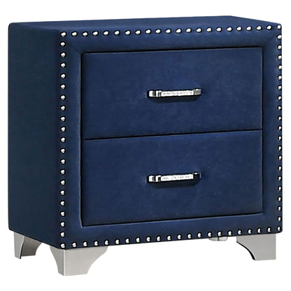 Upholstered 2 Drawer Nightstand With Accents