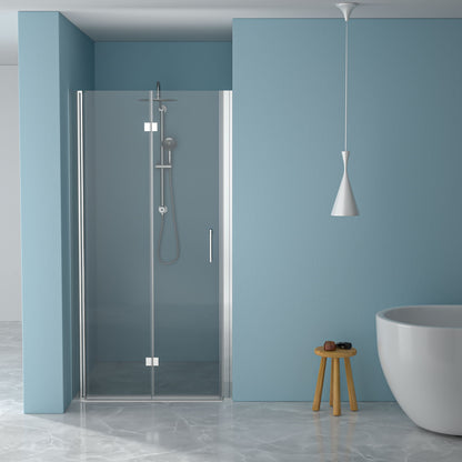 Frameless Bi Fold Shower Door With Tempered Glass - Chrome