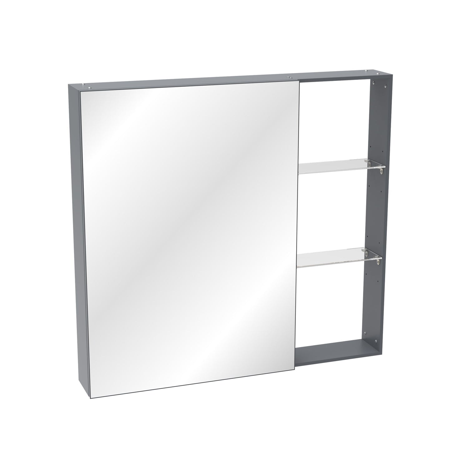 Medicine Cabinet, Wall Mounted Bathroom Mirror With Storage, Adjustable Shelves - Black Brown
