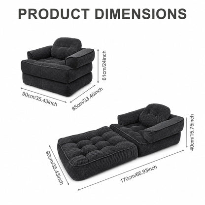 Convertible 2 In 1 Armrest Sofa For Bedroom
