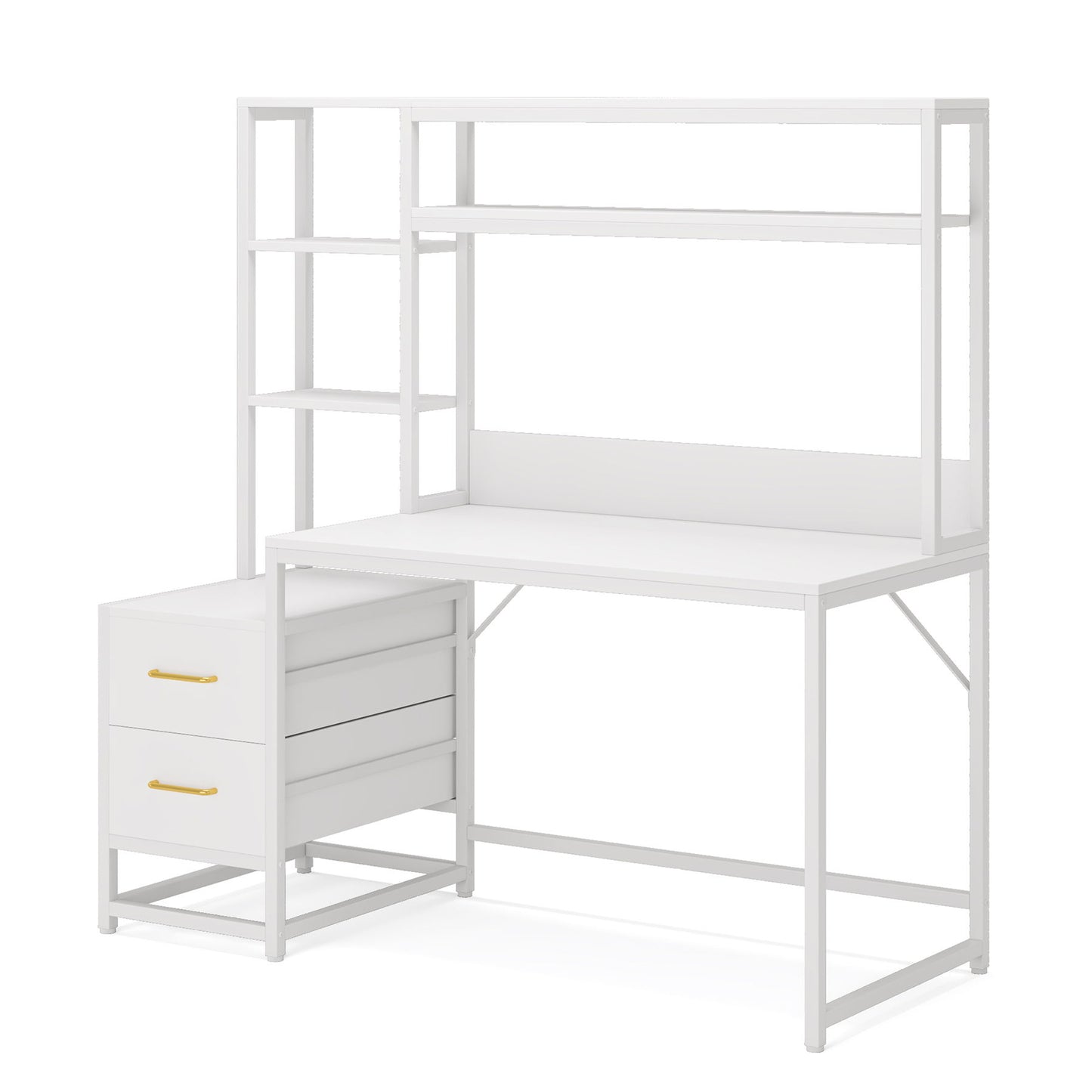 Computer Desk With Hutch, 2 Drawers & Open Shelves