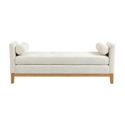 Upholstered End Of Bed Bench With Arms & 2 Bolsters For Bedroom