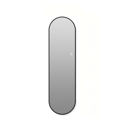 Capsule Shaped Dimmable LED Full Length Wall Mirror With Frame - Silver