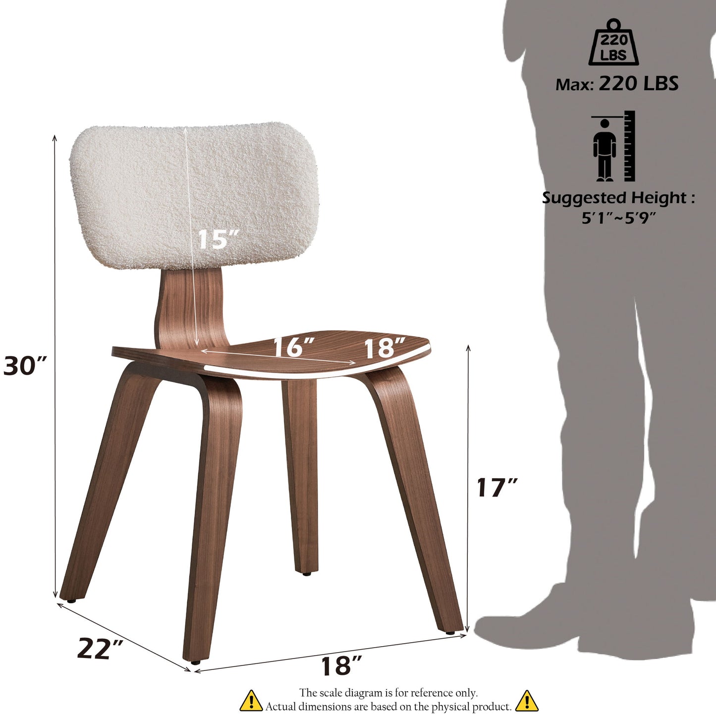 Casson - Boucle 7 Walnut Side Chair (Set of 2) - White / Walnut