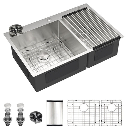 Double Bowl, Drop-In Sink With 2 Basins