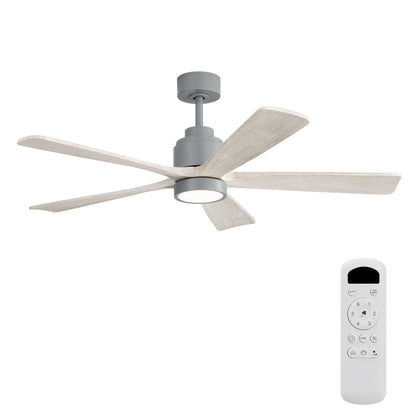 52" Ceiling Fan With Dimmable LED Light And 6 Speed Remote Control - Cement Gray
