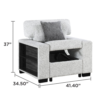 Prato - Chair With Storage And USB - Gray
