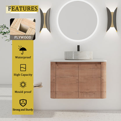 Wall Mounted Bathroom Vanity With Art Sink, 1 Soft Close Door