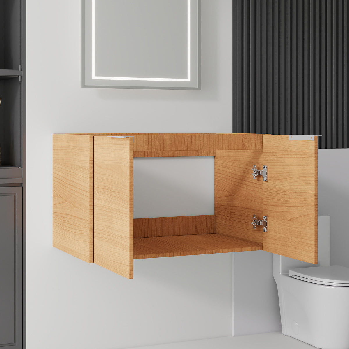 Floating Bathroom Vanity Cabinet & Soft Close Double Doors, Spacious Interior Storage, Wall Mounted, Cabinet Only