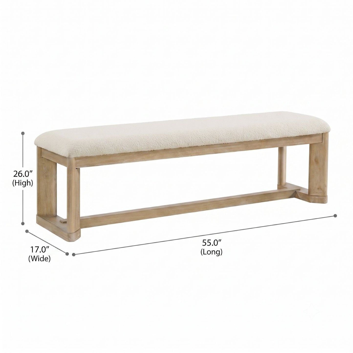 Upholstered Dining Bench - Brown
