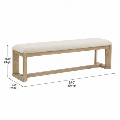 Upholstered Dining Bench - Brown