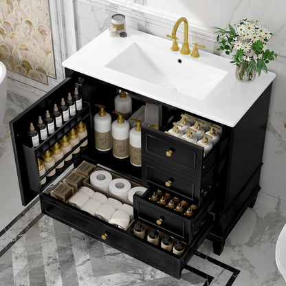 Modern Bathroom Vanity With Sink, 3 Drawers & Cabinet