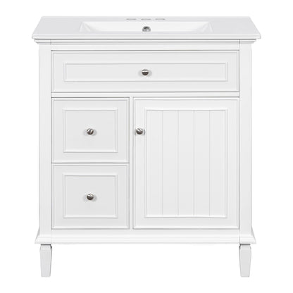 Modern Bathroom Vanity With Sink, Adjustable Shelf, Flip Drawer & 2 Drawers