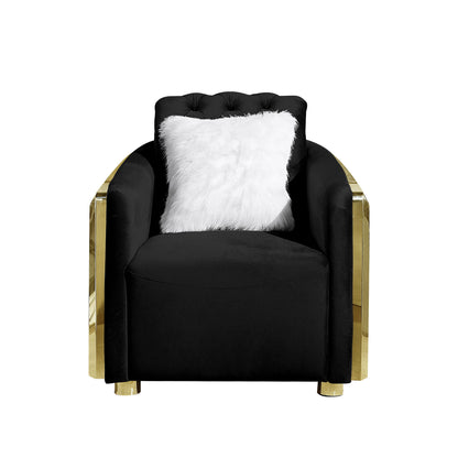 Accent Chair With Button Tufted Diamond Grid & 1 Pillow For Living Room