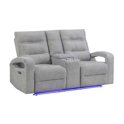 Isolde - Power Reclining Loveseat With LED Lighting - Gray