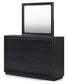 Londer California King Panel Bed with Mirrored Dresser and Nightstand