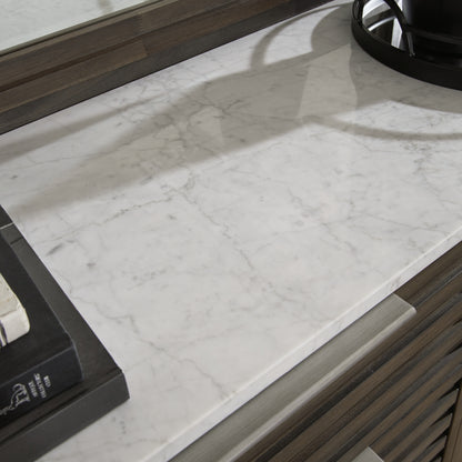 Arkenton King Panel Bed with Mirrored Dresser, Chest and Nightstand