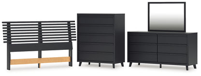 Danziar Queen Panel Headboard with Mirrored Dresser and Chest