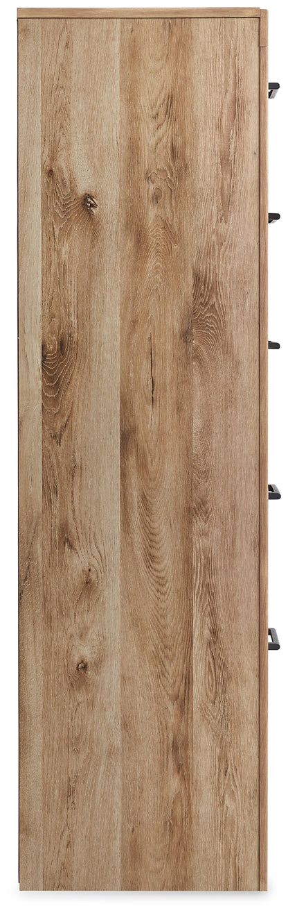 Hyanna Full Panel Bed with Storage with Mirrored Dresser and Chest