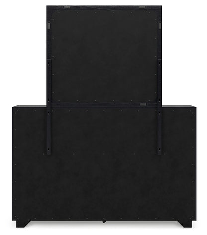 Londer Queen Panel Bed with Mirrored Dresser