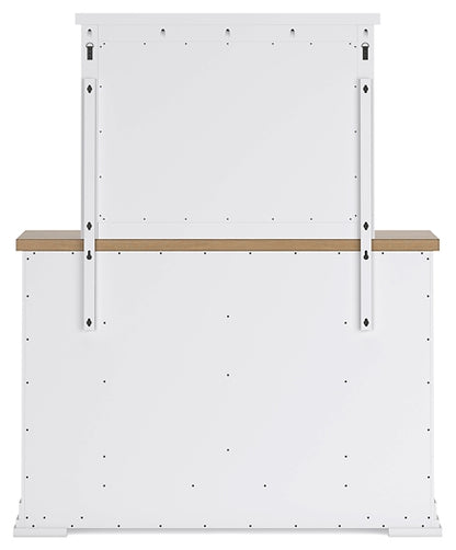 Ashbryn California King Panel Storage Bed with Mirrored Dresser