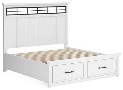 Ashbryn King Panel Storage Bed with Mirrored Dresser, Chest and Nightstand