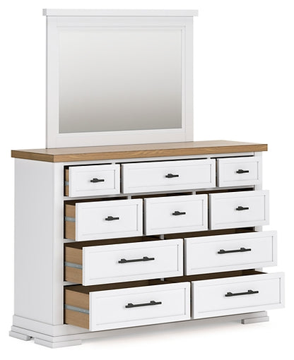 Ashbryn King Panel Storage Bed with Mirrored Dresser and Chest