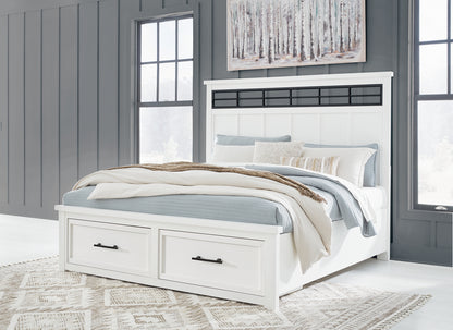 Ashbryn King Panel Storage Bed with Mirrored Dresser and Chest
